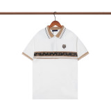 Summer Men's Simple Embroidered LOGO Cotton Casual Short Sleeve POLO Shirt White P101