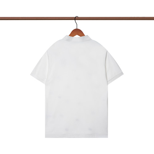 Summer Men's Full Printed LOGO Cotton Casual Short-Sleeved Polo Shirt White P100