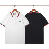 Summer Men's Simple Embroidered Logo Casual Short Sleeve Polo Shirt Black P105