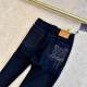 Spring Men's Handmade Back Pocket Rough Thread Embroidered Jeans Black