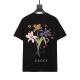 Summer Adult Bouquet Printed Cotton Casual Short Sleeve T Shirt Black