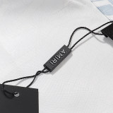 Summer Men's Full Printed Logo Short Sleeve Shirt Shorts Set Blue White