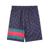 Summer Men's Fashion Logo Printed Short Sleeve Shirt Shorts Set Purple