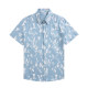 Summer Men's Fashion Printed Short Sleeve Shirt Shorts Set Blue White