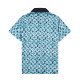 Summer Men's Fashion Full Print LOGO Short Sleeve Shirt Shorts Set Blue