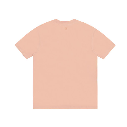 Summer Adult Simple Versatile Embroidered Logo Cotton Short Sleeve T-Shirt Pink 3122#