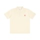 Summer Adult Simple Versatile Thickened Small Heart Embroidered Cotton Short Sleeve Polo Shirt Light Yellow 118