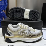5A Women's CC Runner Gold Laminate Casual Sneakers Gold White