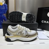 5A Women's CC Runner Gold Laminate Casual Sneakers Gold White