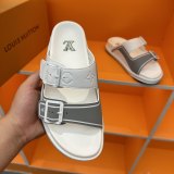 Summer Men's Adult Trainer Fashion Double Buckle Thick Bottom Sandals Gray White