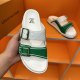 Summer Men's Adult Trainer Fashion Double Buckle Thick Bottom Sandals Green White