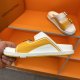 Summer Men's Adult Trainer Fashion Double Buckle Thick Bottom Sandals Yellow White
