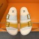 Summer Men's Adult Trainer Fashion Double Buckle Thick Bottom Sandals Yellow White