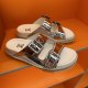Summer Men's Adult Trainer Fashion Double Buckle Thick Bottom Sandals Silver White