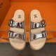 Summer Men's Adult Trainer Fashion Double Buckle Thick Bottom Sandals Silver White