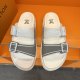 Summer Men's Adult Trainer Fashion Double Buckle Thick Bottom Sandals Gray White