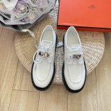 Elevated-sole Comfortable Leather Surface Business Leisure Derby Shoes White