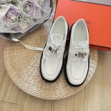 Elevated-sole Comfortable Leather Surface Business Leisure Derby Shoes White