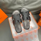 Fashionable Retro Soft Leather Breathable Wear-resistant Casual Men's Sandals Black