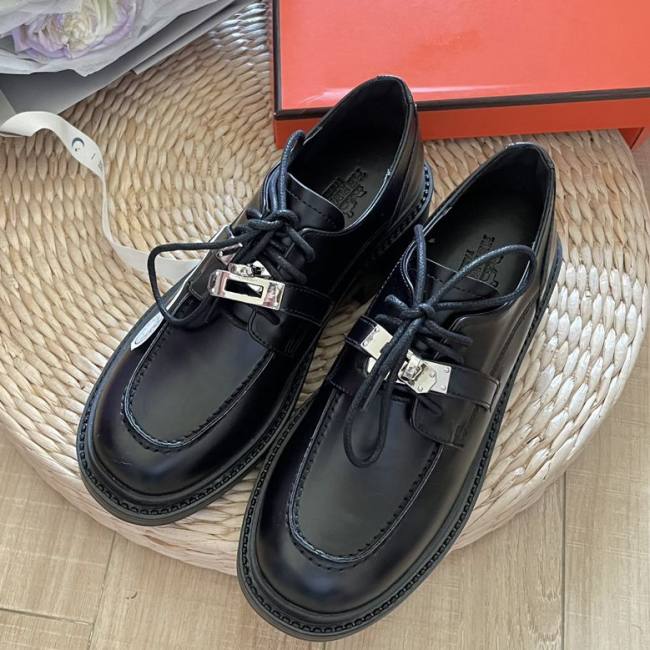 Elevated-sole Comfortable Leather Surface Business Leisure Derby Shoes Black