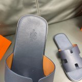 Fashionable Retro Soft Leather Breathable Wear-resistant Casual Men's Sandals Blue