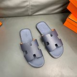 Fashionable Retro Soft Leather Breathable Wear-resistant Casual Men's Sandals Blue