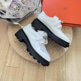 Elevated-sole Comfortable Leather Surface Business Leisure Derby Shoes White
