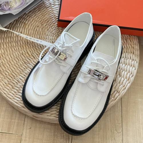 Elevated-sole Comfortable Leather Surface Business Leisure Derby Shoes White