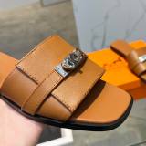 Fashionable Light-luxurious Comfortable Leather Surface Wear-resistant Women's Sandals Brown