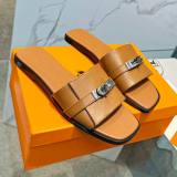 Fashionable Light-luxurious Comfortable Leather Surface Wear-resistant Women's Sandals Brown