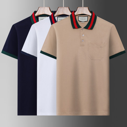 Summer Men's Adult Embroidered Logo Simple Versatile Casual Short Sleeve Polo Shirt with Pocket