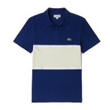 Summer Men's Adult Fashion Two Color Splicing Casual Short Sleeve Polo Shirt Blue White 22327#