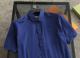 Summer Men's Adult Simple Hundred Embroidered LOGO Cotton Short Sleeve Shirt Navy Blue
