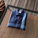 Summer Men's Adult Fashion Striped Short Sleeve Shirt with Pocket Blue