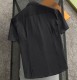 Summer Men's Adult Simple Hundred Embroidered LOGO Cotton Short Sleeve Shirt Black
