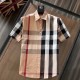 Summer Men's Adult Fashion Striped Short Sleeve Shirt with Pocket Khaki