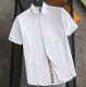 Summer Men's Adult Simple Hundred Embroidered LOGO Cotton Short Sleeve Shirt White