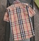 Summer Men's Adult Fashion Stripe Embroidered LOGO Short Sleeve Shirt Light Brown