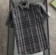Summer Men's Adult Fashion Striped Short Sleeve Shirt with Pocket Dark Gray
