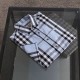 Summer Men's Adult Fashion Stripe Embroidered LOGO Short Sleeve Shirt White Gray