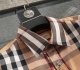 Summer Men's Adult Fashion Striped Short Sleeve Shirt with Pocket Light Brown