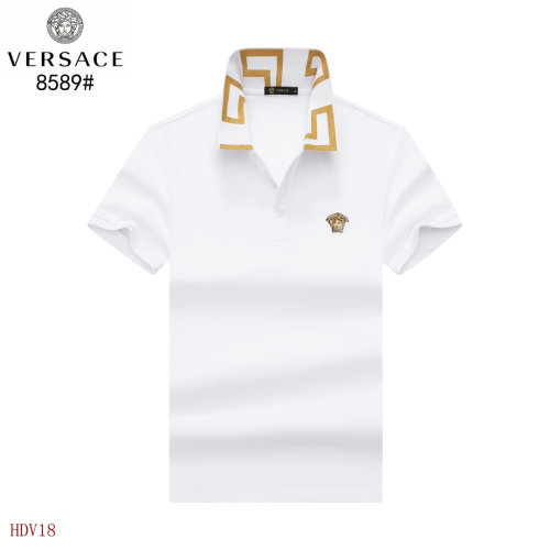Men's Adult Simple Embroidered Logo Solid Color Cotton Short Sleeve Polo Shirt 8589