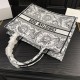 Women's Fashion Large Capacity Embroidered Original Book Tote bag Soleil Gray White