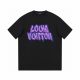 Men's Summer Fashion Printed Logo Casual Cotton Short Sleeve T Shirt Black Purple