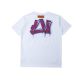 Men's Summer Fashion Printed Logo Casual Cotton Short Sleeve T Shirt White Purple