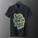 Men's Summer New Fashion Versatile Embroidered Logo Short Sleeve Polo Shirt Black KK-30014