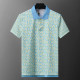 Men's Summer New Fashion Full Print Logo Short Sleeve Polo Shirt Blue KK-30011
