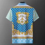 Men's Summer New Fashion Full Print Logo Short Sleeve Polo Shirt Blue KK-30011