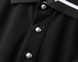 Men's Summer New Simple Jacquard Logo Casual Short-Sleeved Polo Shirt Black KK-30002