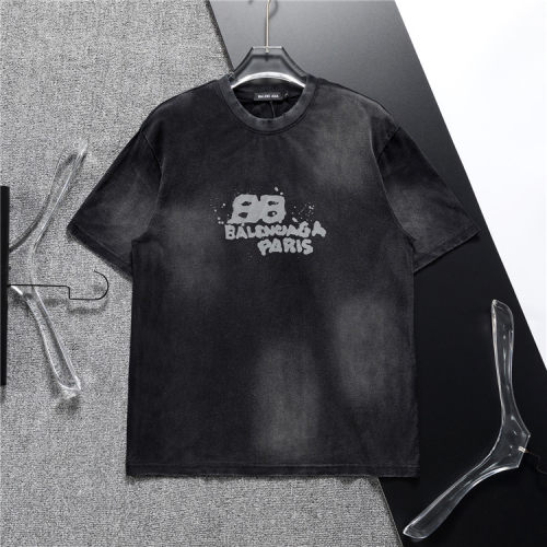 Men's Summer Graffiti LOGO Simple Casual Loose Washed Short Sleeve T Shirt Black